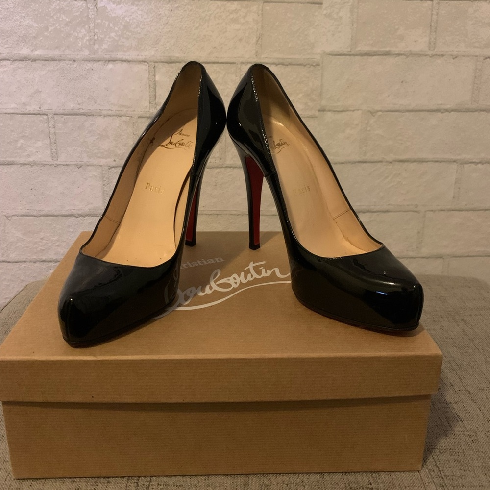 Christian Louboutin Black Patent Rolando Platform 38